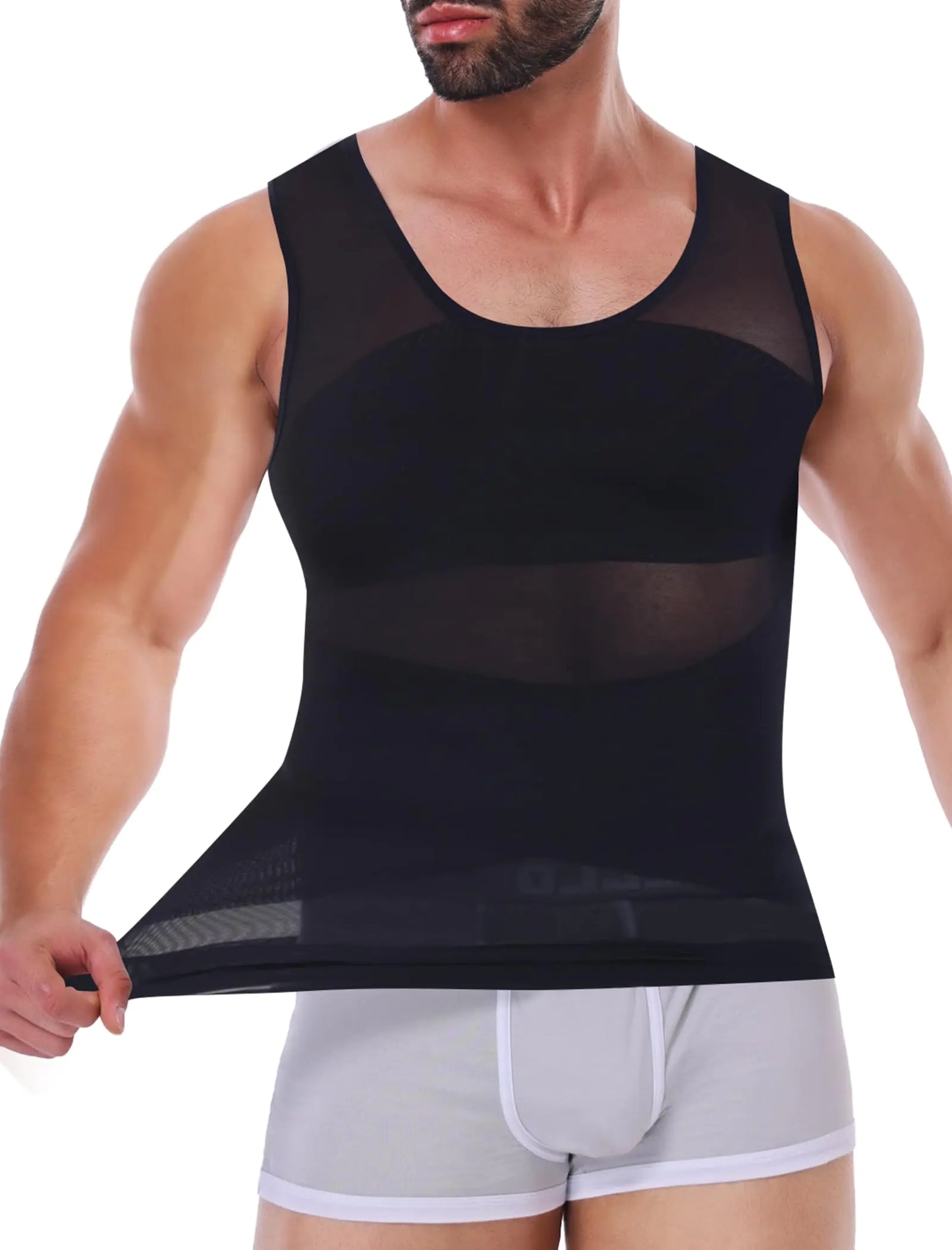 Vaslanda Men Body Shaper Slimming Vest Tummy Control Undershirt Gynomastica Compression Shirt Waist Trainer Tank Top Black 3XL